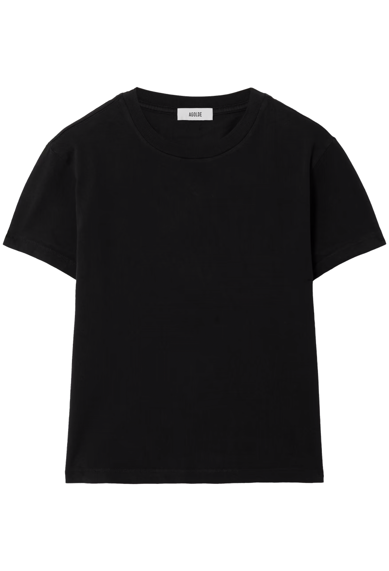 Black t-shirt on a white background