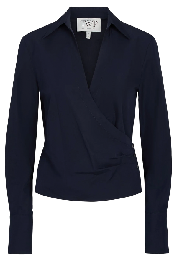 Navy blue shirt on a white background