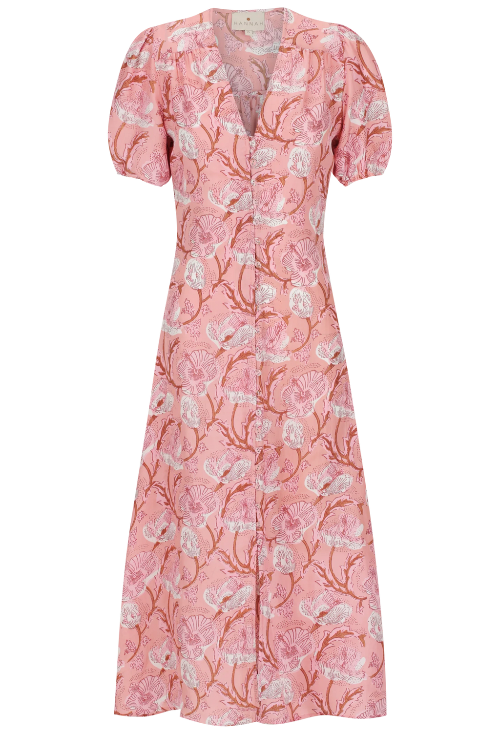 Pink floral dress on a white background