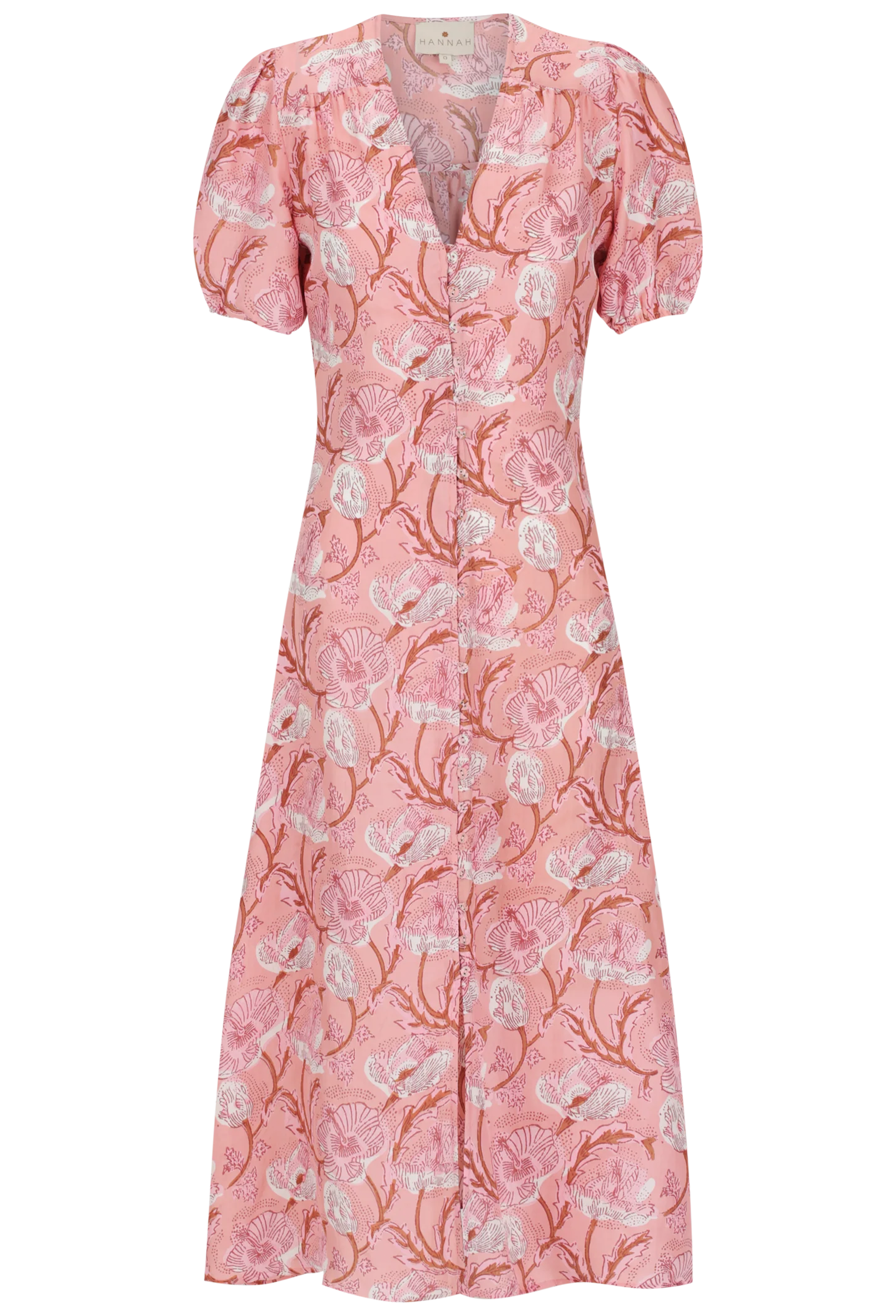 Pink floral dress on a white background