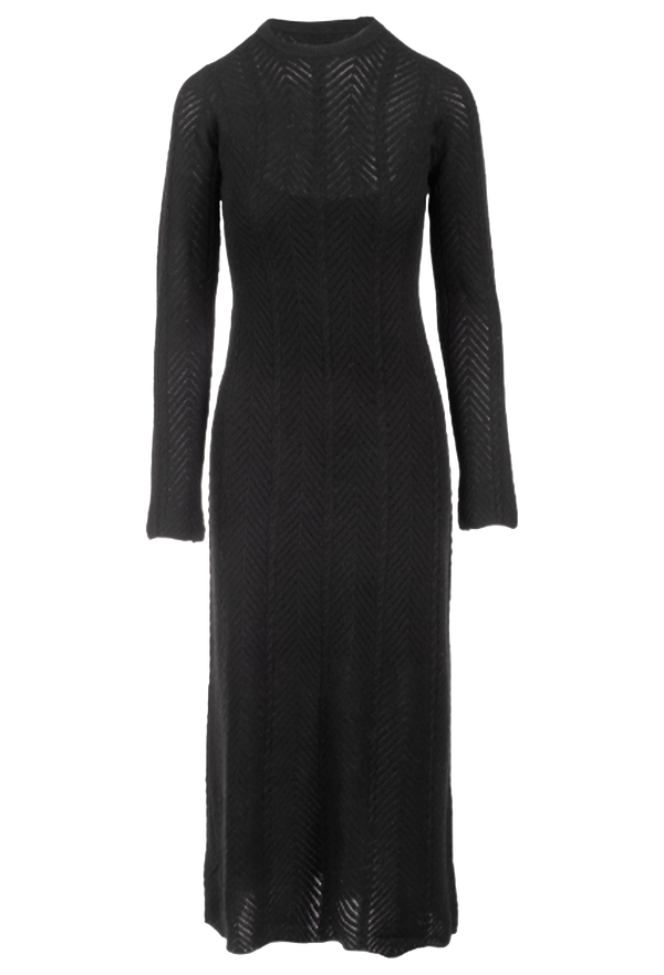 Black dress with long sleeves on a white background