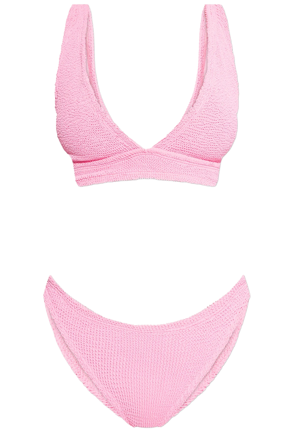 Pink bikini set on a white background