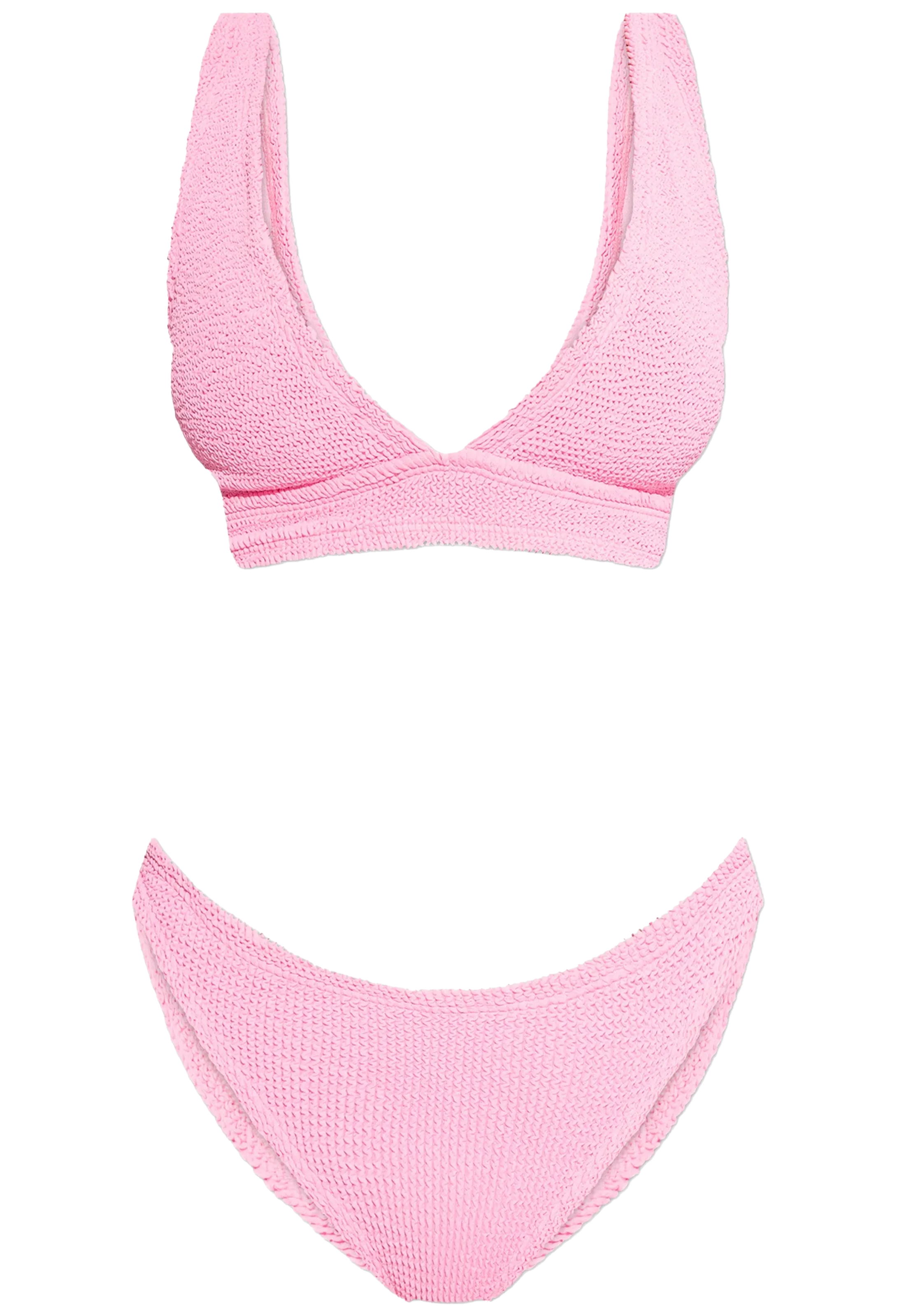 Pink bikini set on a white background