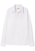 White collared button down shirt on a white background