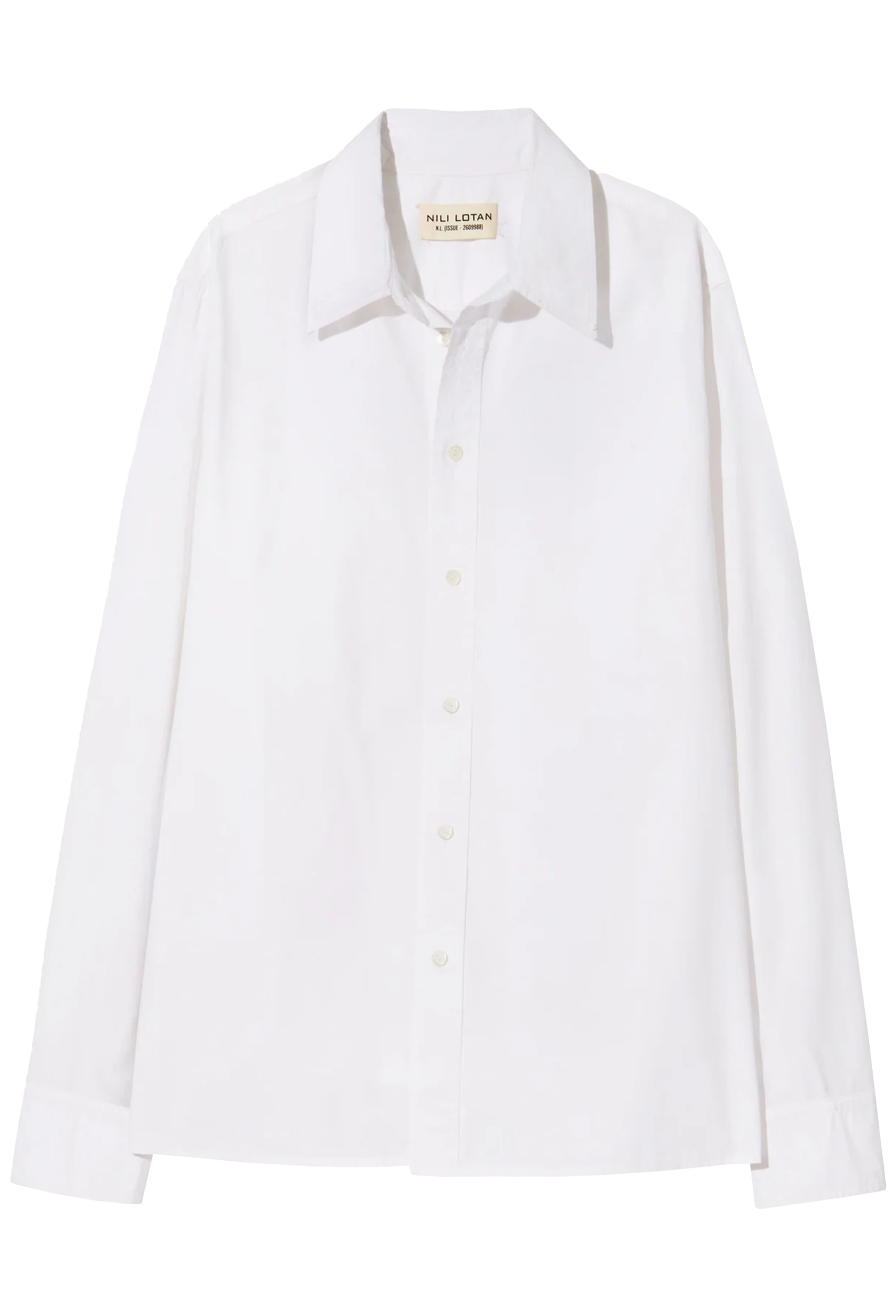 White collared button down shirt on a white background