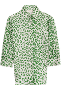 Green leopard print shirt on a white background