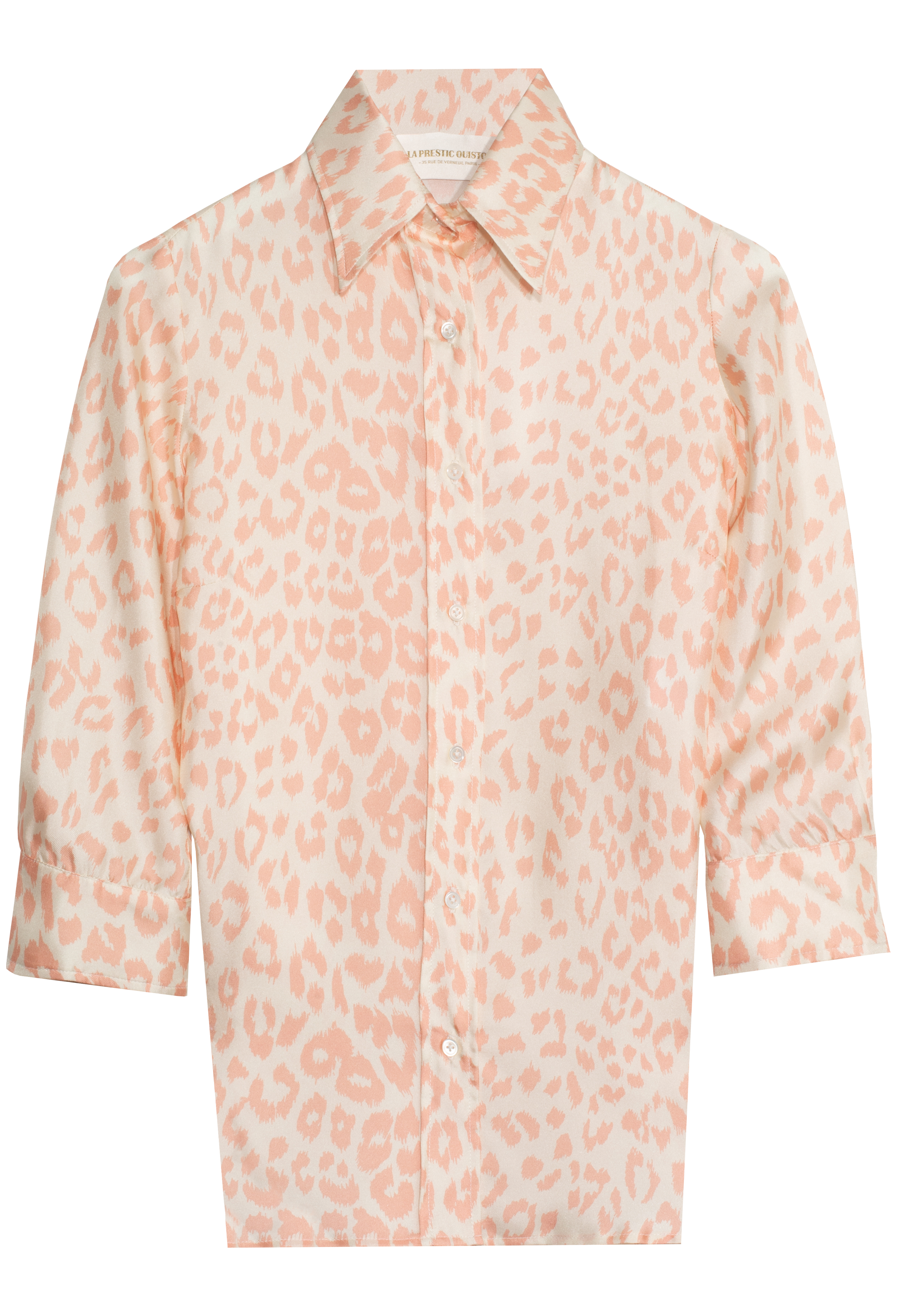 Light pink shirt with panther pattern on a white background