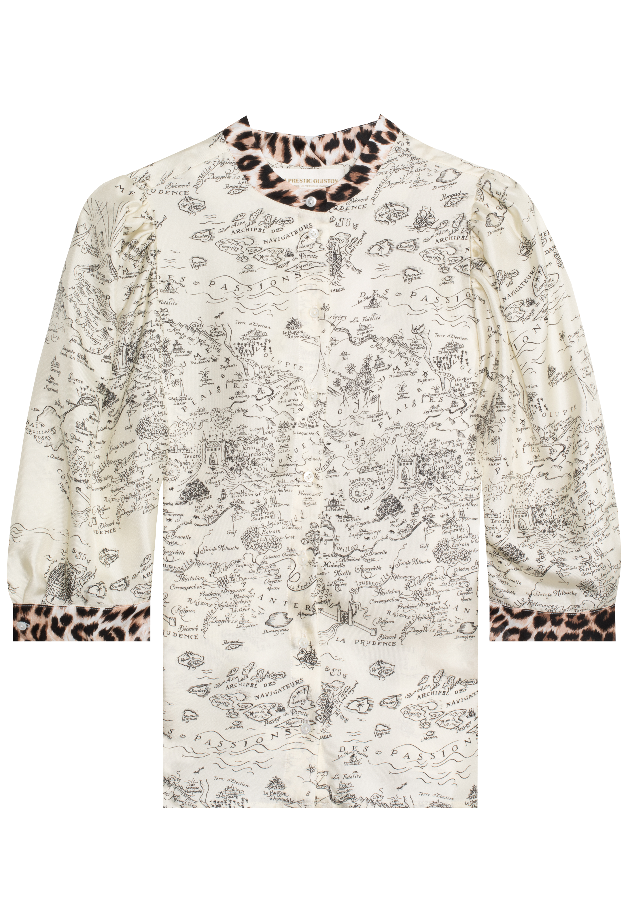Long-sleeve top with a patterned design on a white background