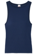 Navy blue tank top on a white background