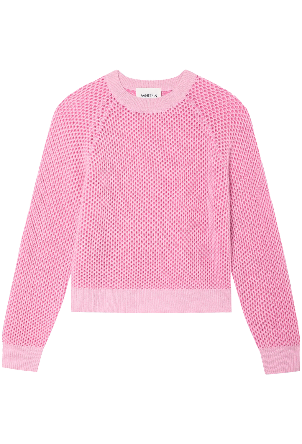 Pink mesh sweater on a white background