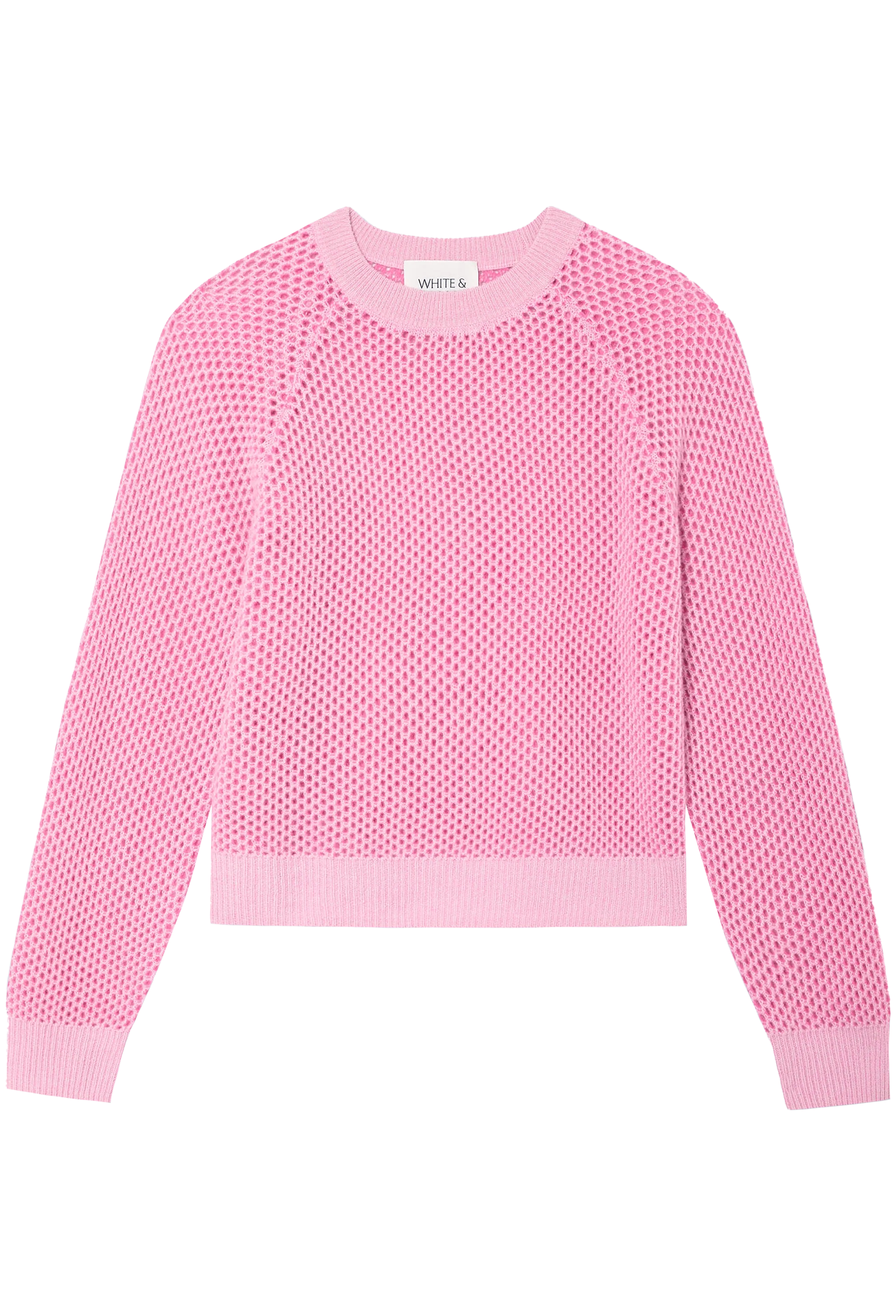 Pink mesh sweater on a white background
