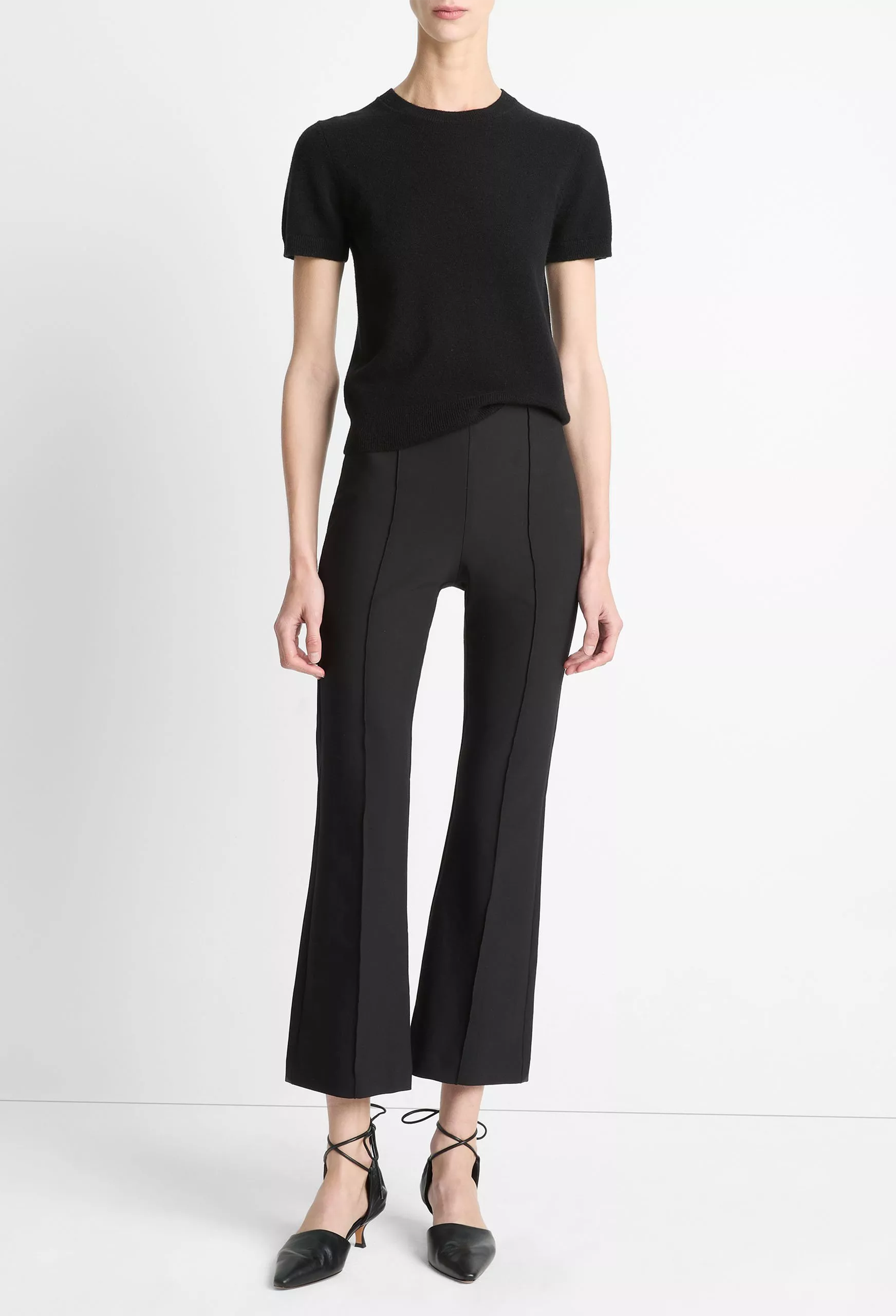 Niki Mid Rise Pintuck Crop Flare Pant