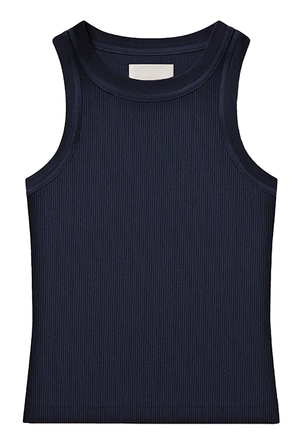 Navy blue tank top on a white background