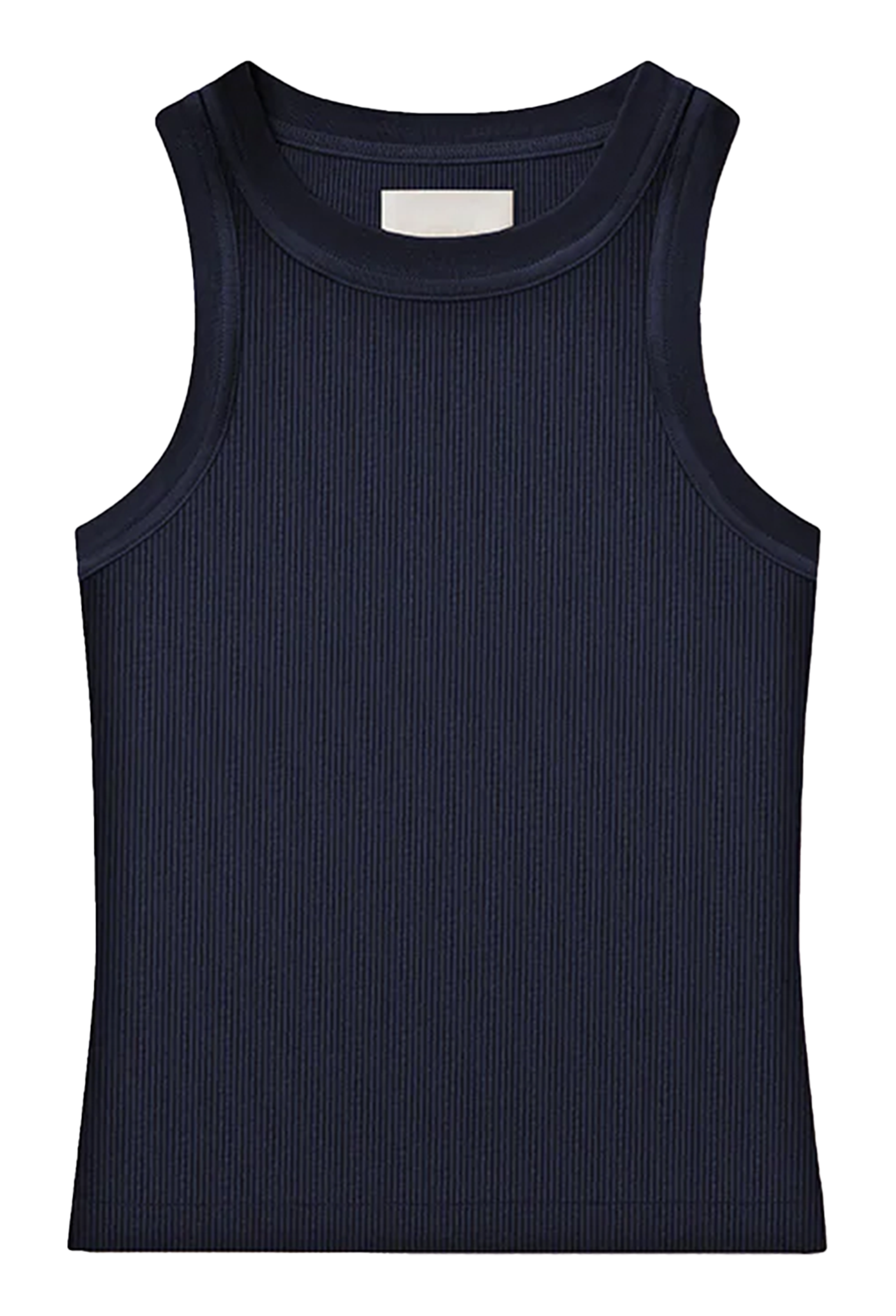 Navy blue tank top on a white background