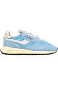 Light blue sneaker with white accents on a white background