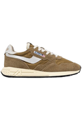 Brown sneaker with white sole on a white background