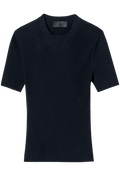 navy ribbed t-shirt on a white background