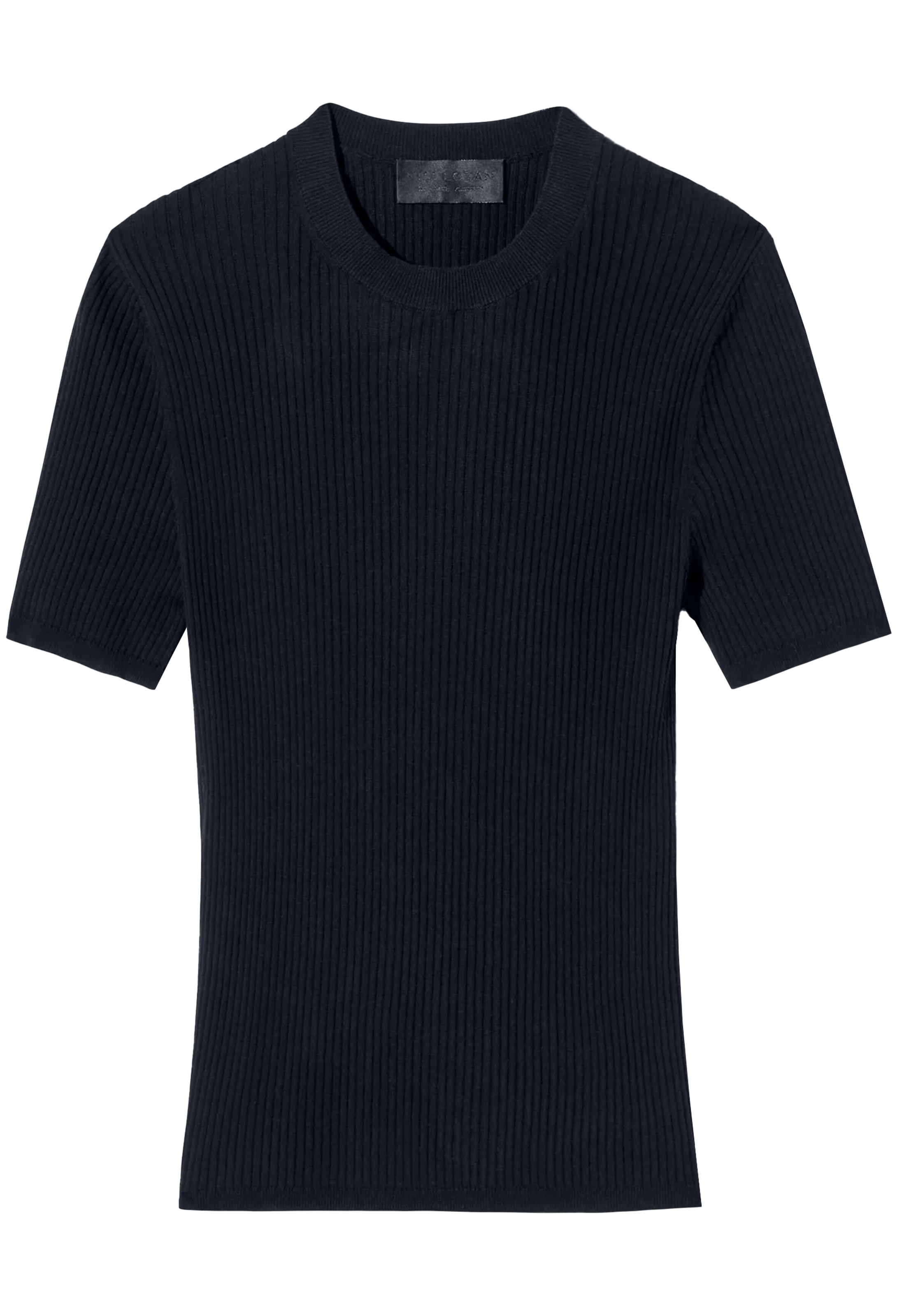 navy ribbed t-shirt on a white background