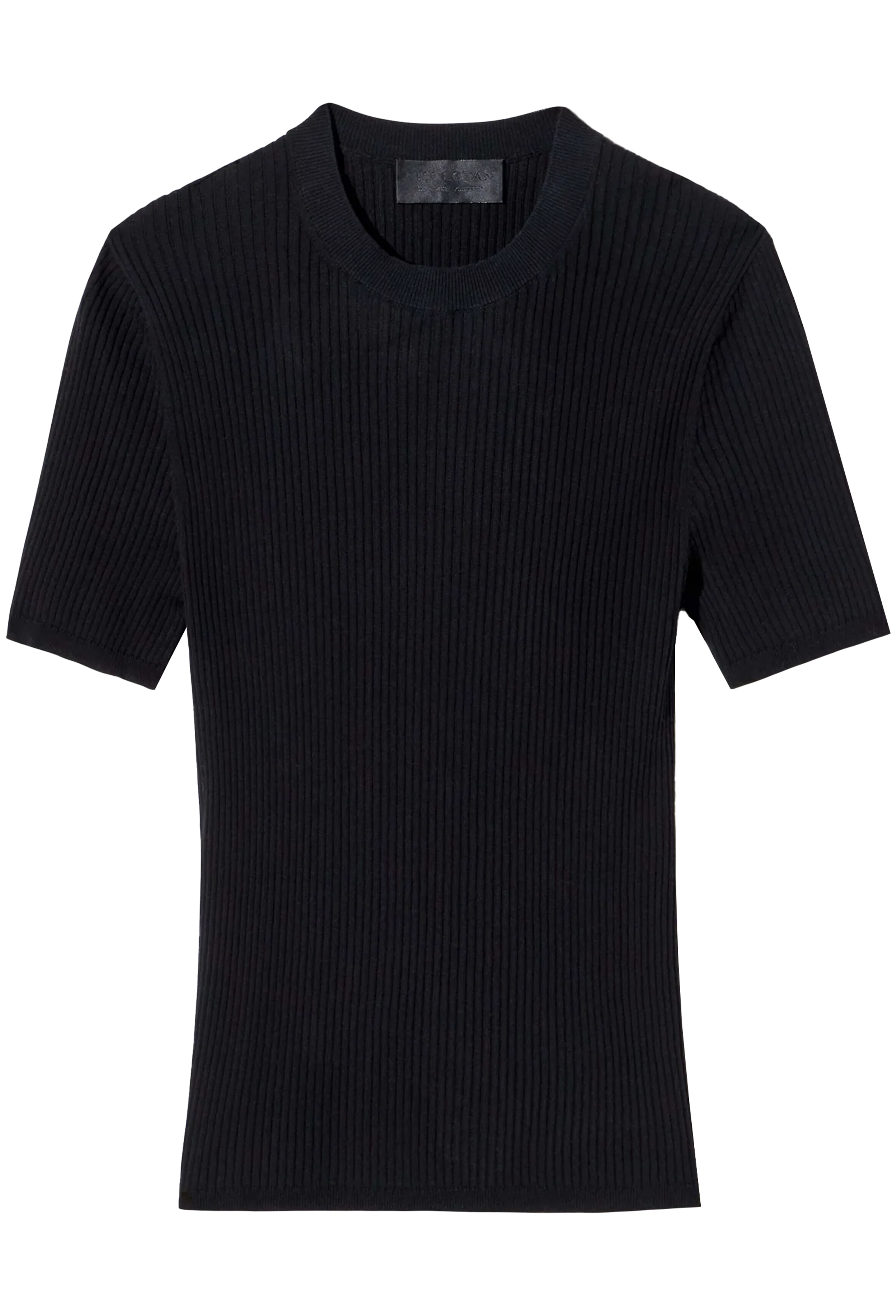 Black ribbed t-shirt on a white background