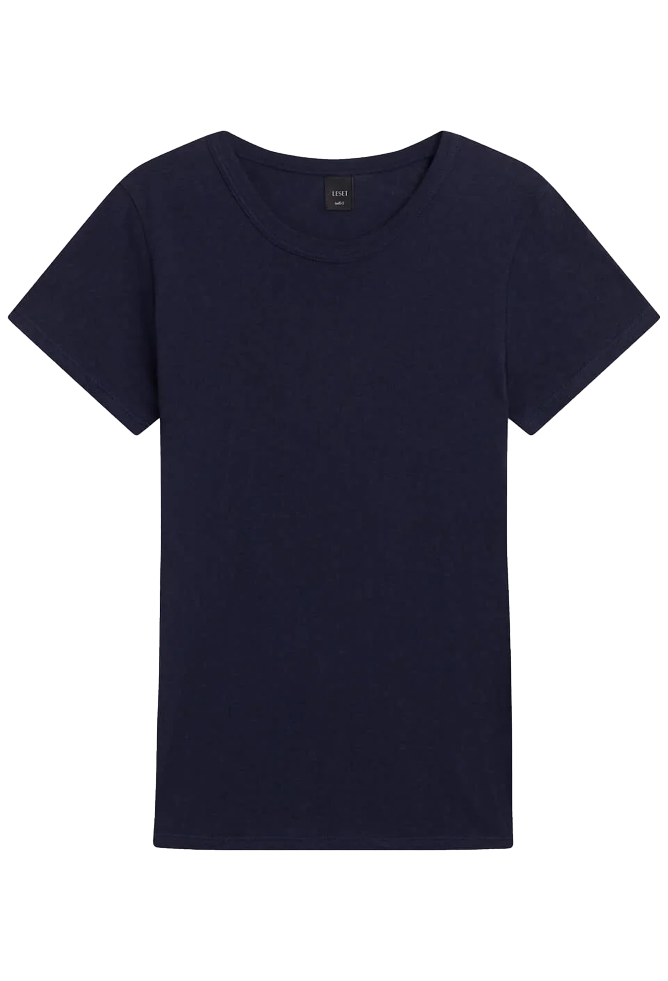Navy blue t-shirt on a white background