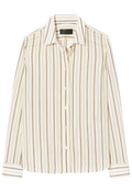 Beige and white striped shirt on a white background