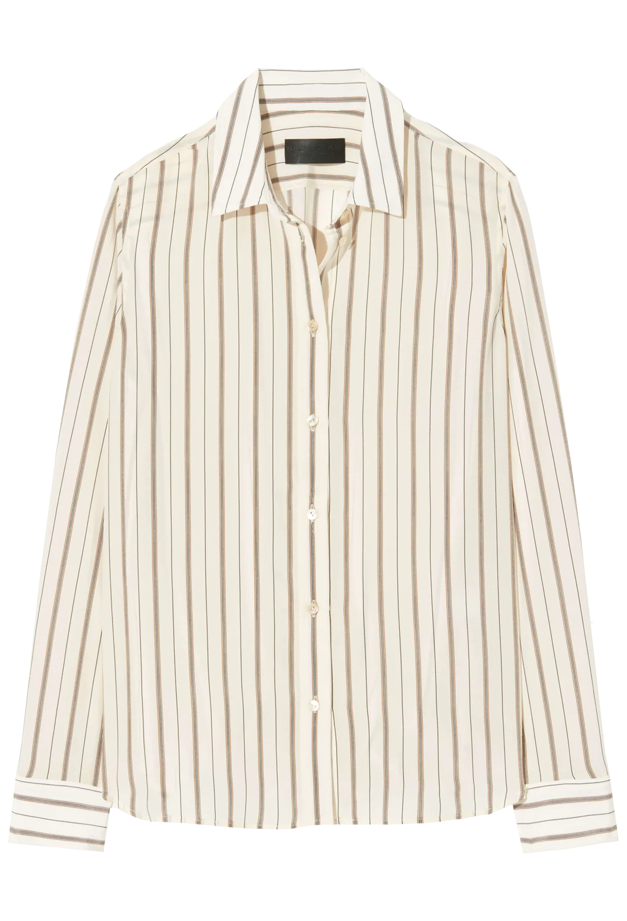 Beige and white striped shirt on a white background