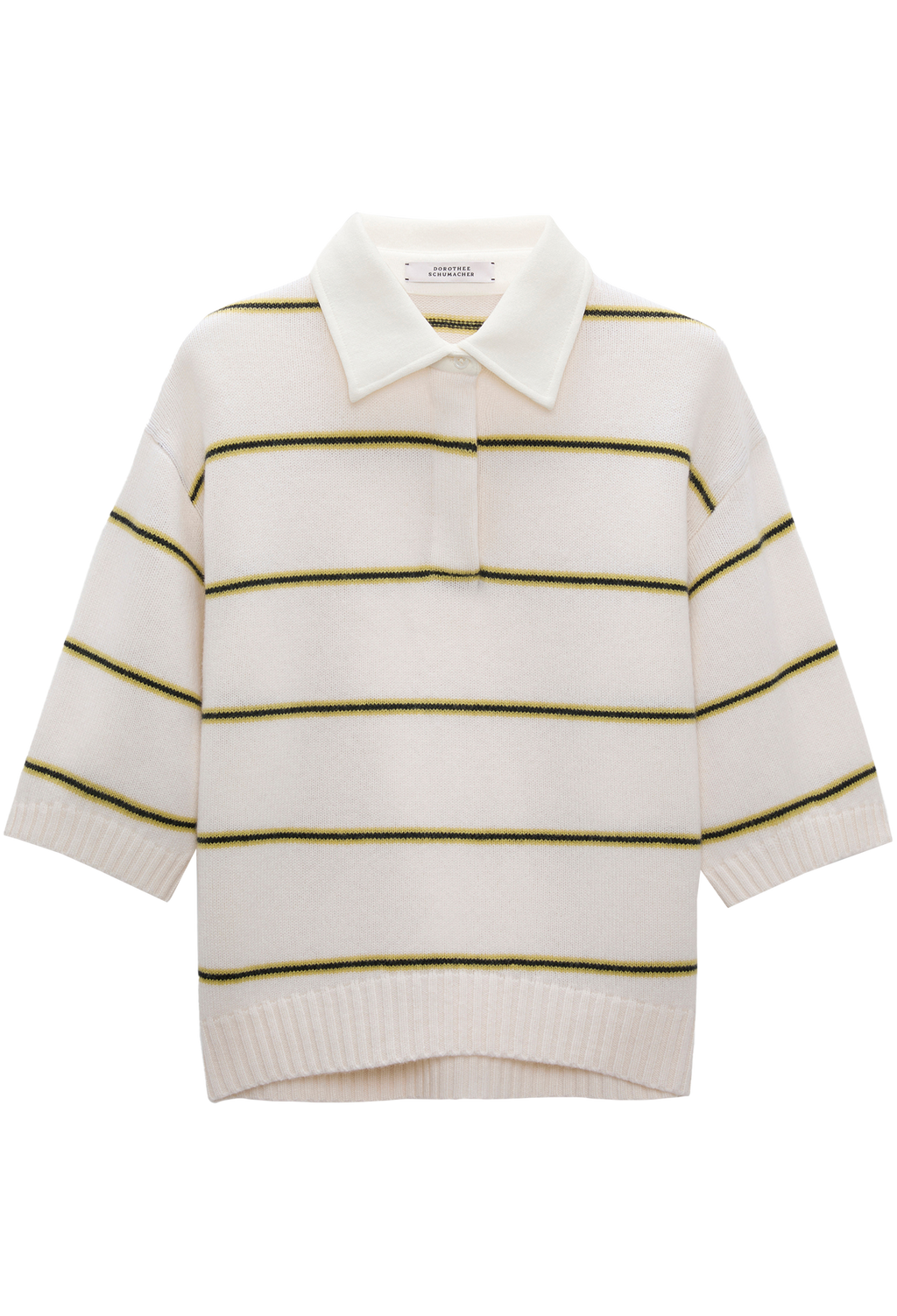 White sweater with green stripes on a white background
