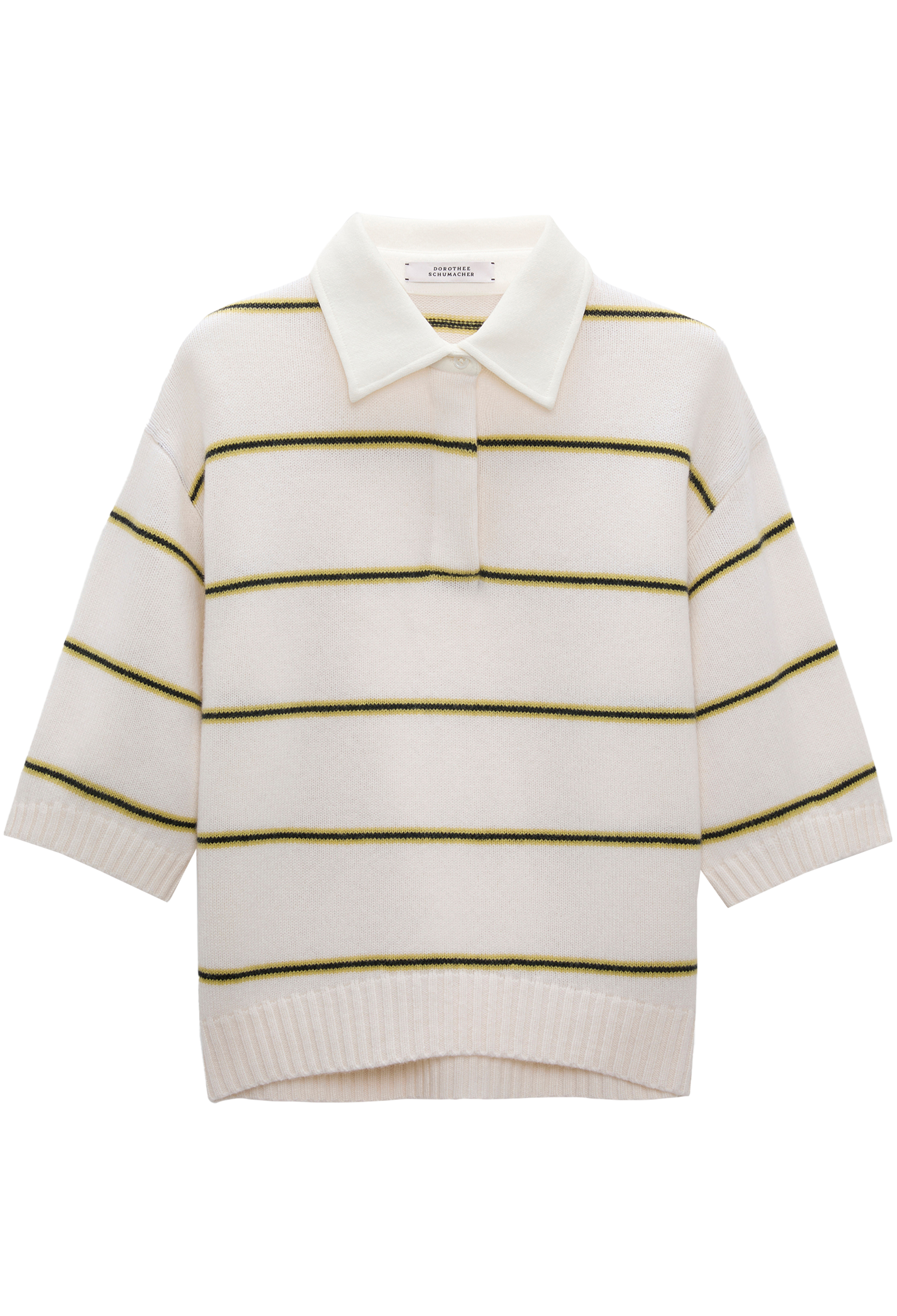 White sweater with green stripes on a white background