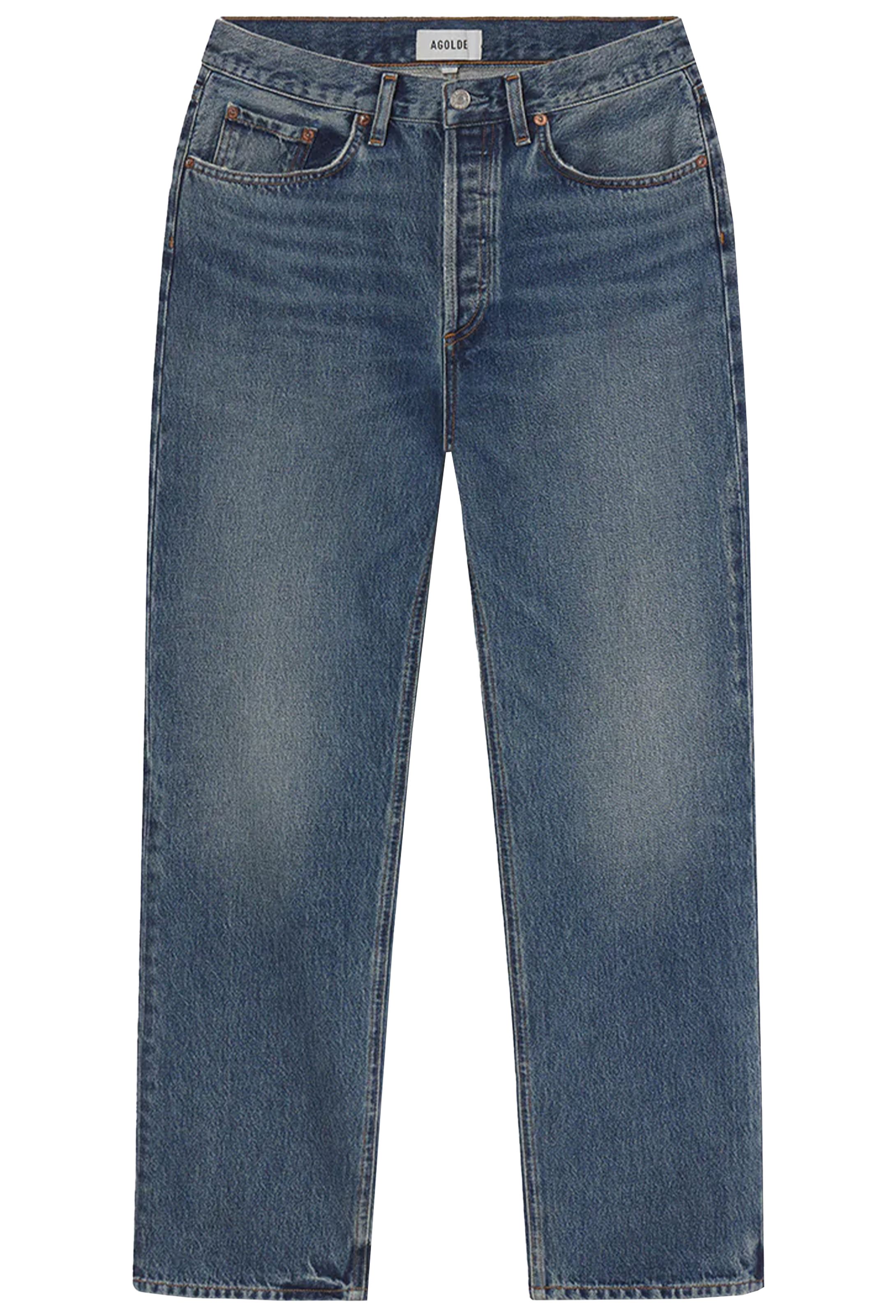 Pair of blue jeans on a white background