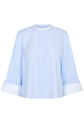 Light blue striped blouse on a white background