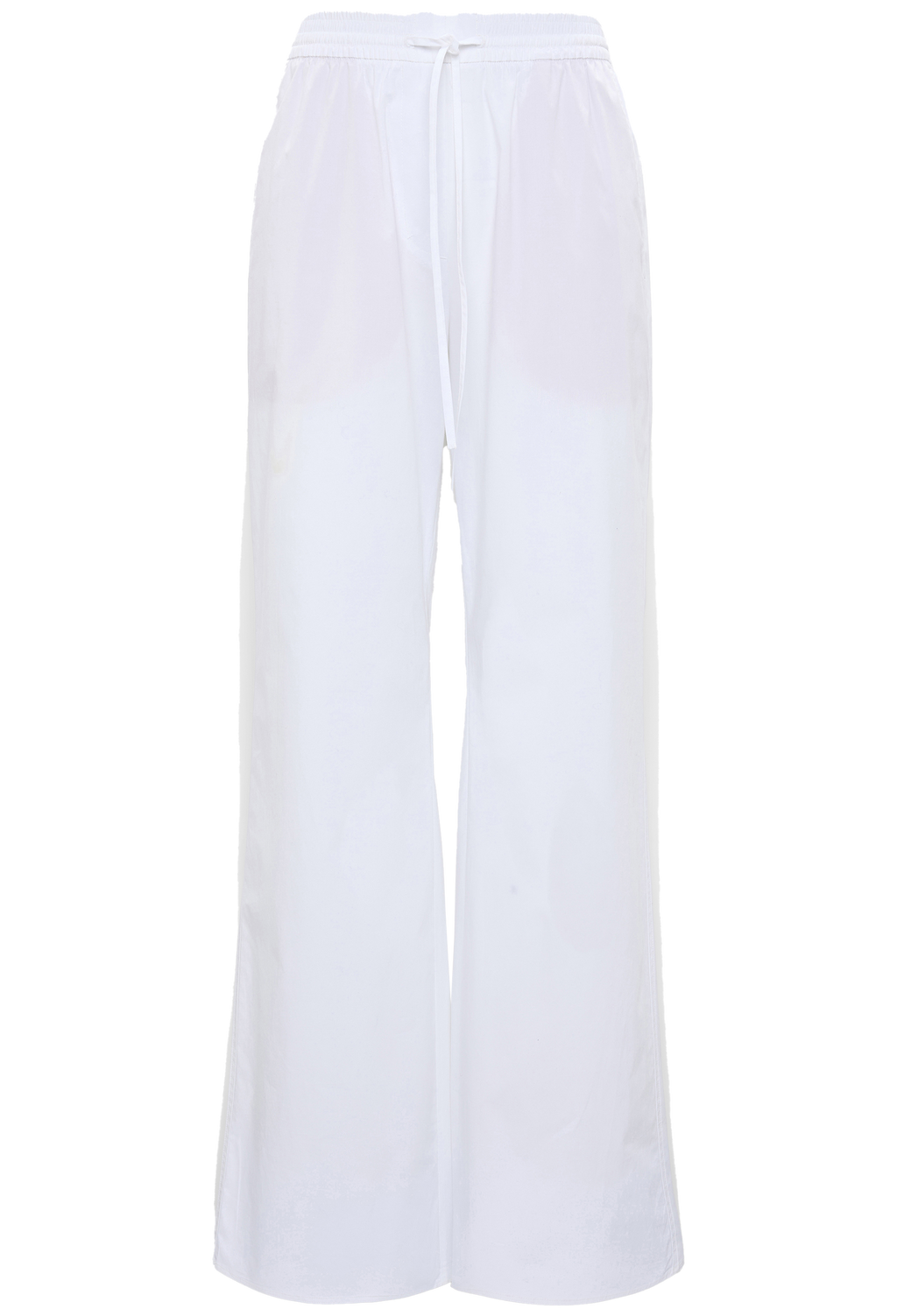 White wide-leg pants on a white background