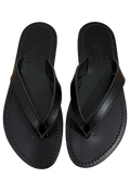 Pair of black sandals on a white background