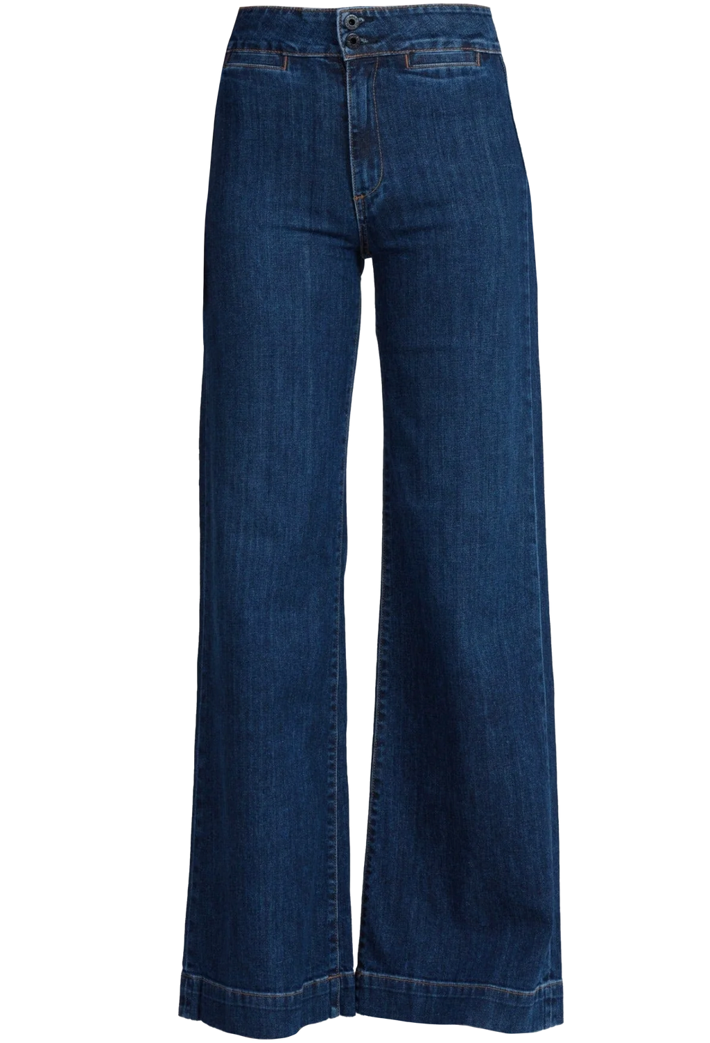 wide leg dark jeans on a white background