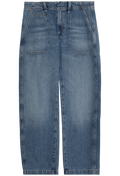 Blue jeans on a white background