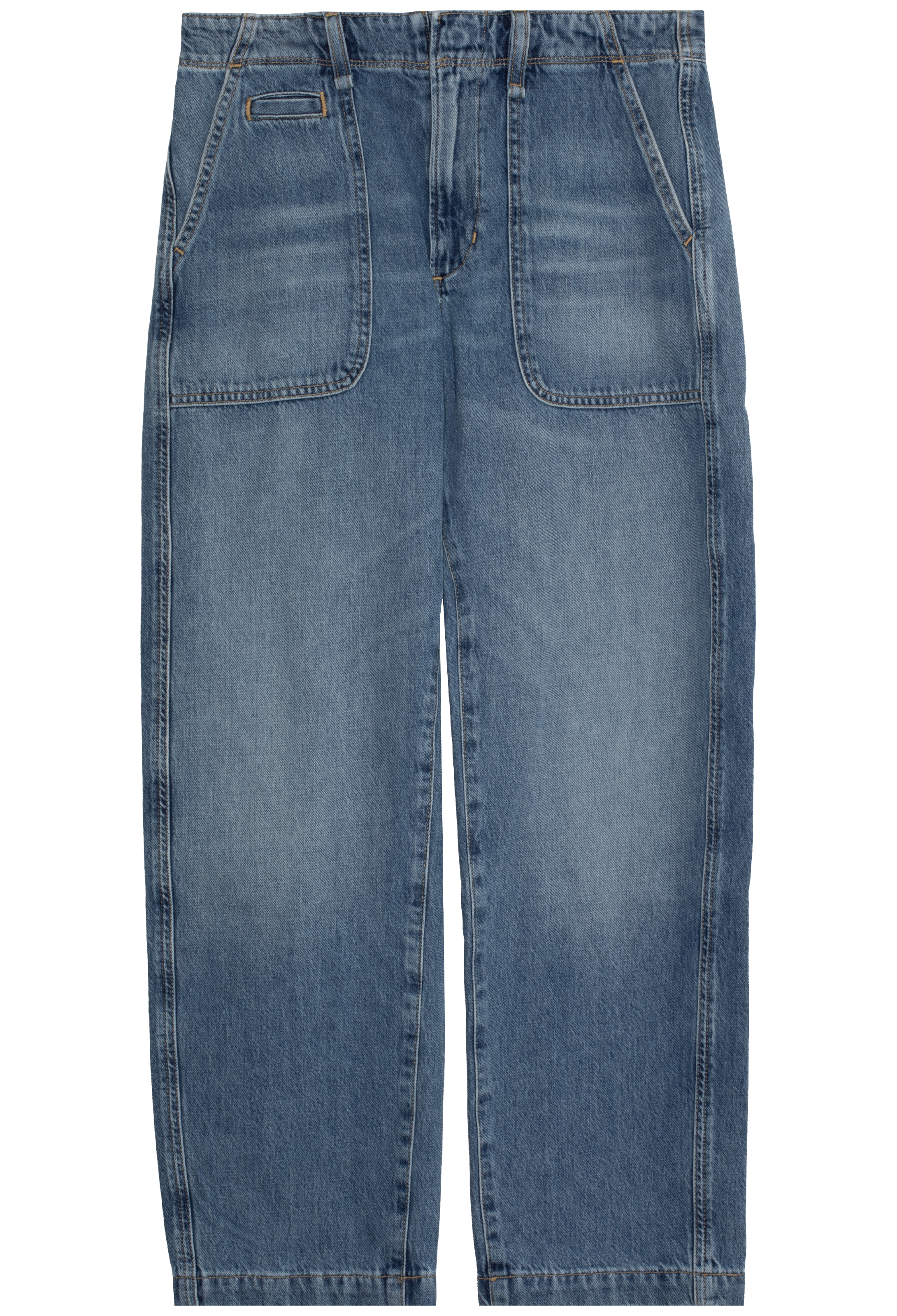 Blue jeans on a white background