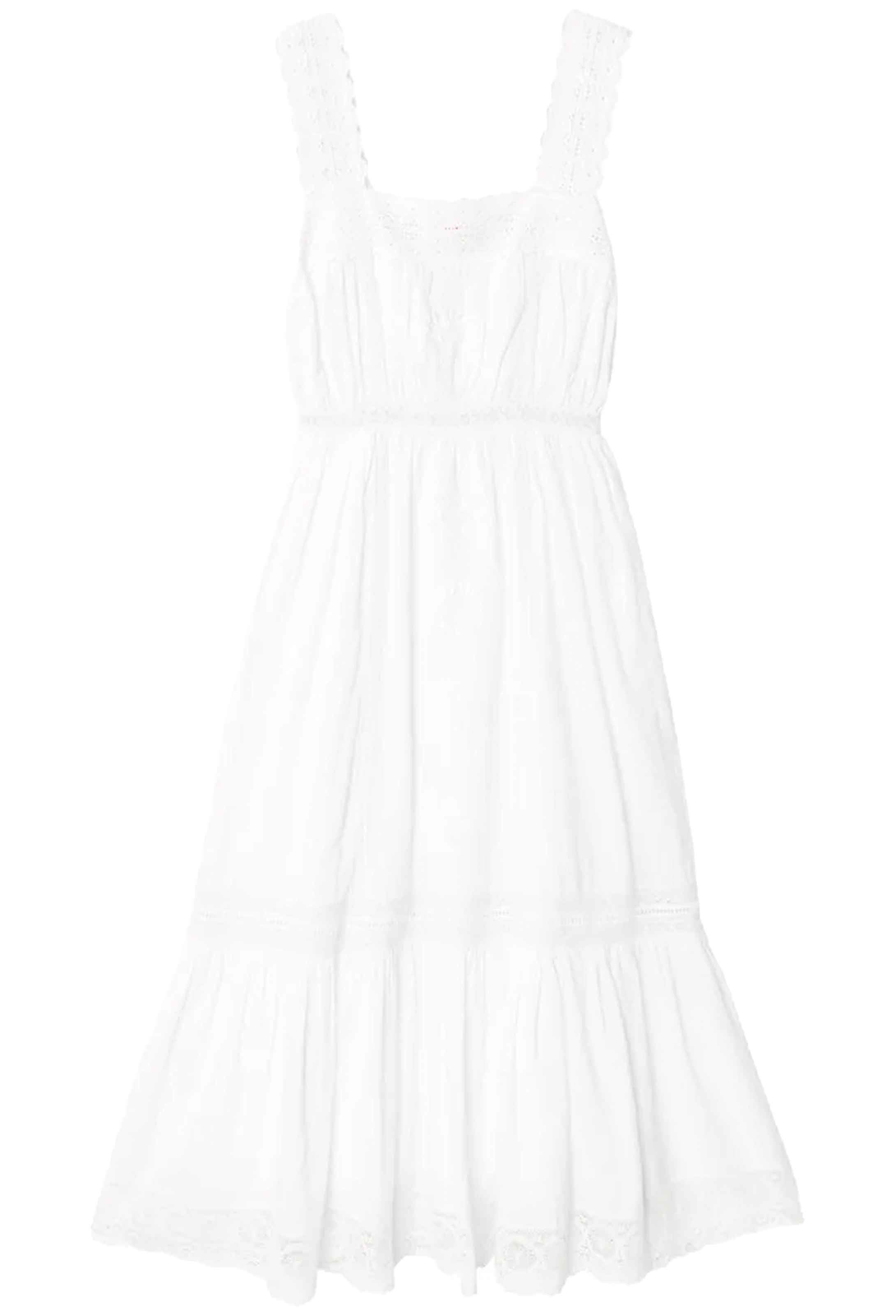 White sleeveless dress on a white background