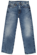 Pair of blue jeans on a white background