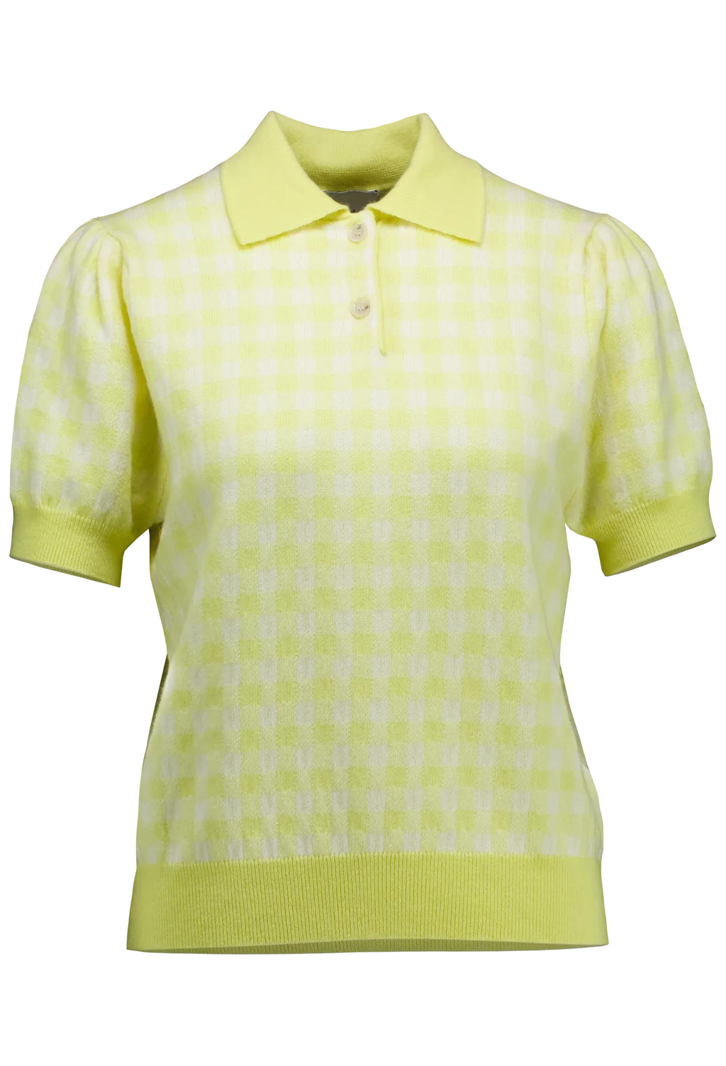 Yellow checkered polo shirt on a white background