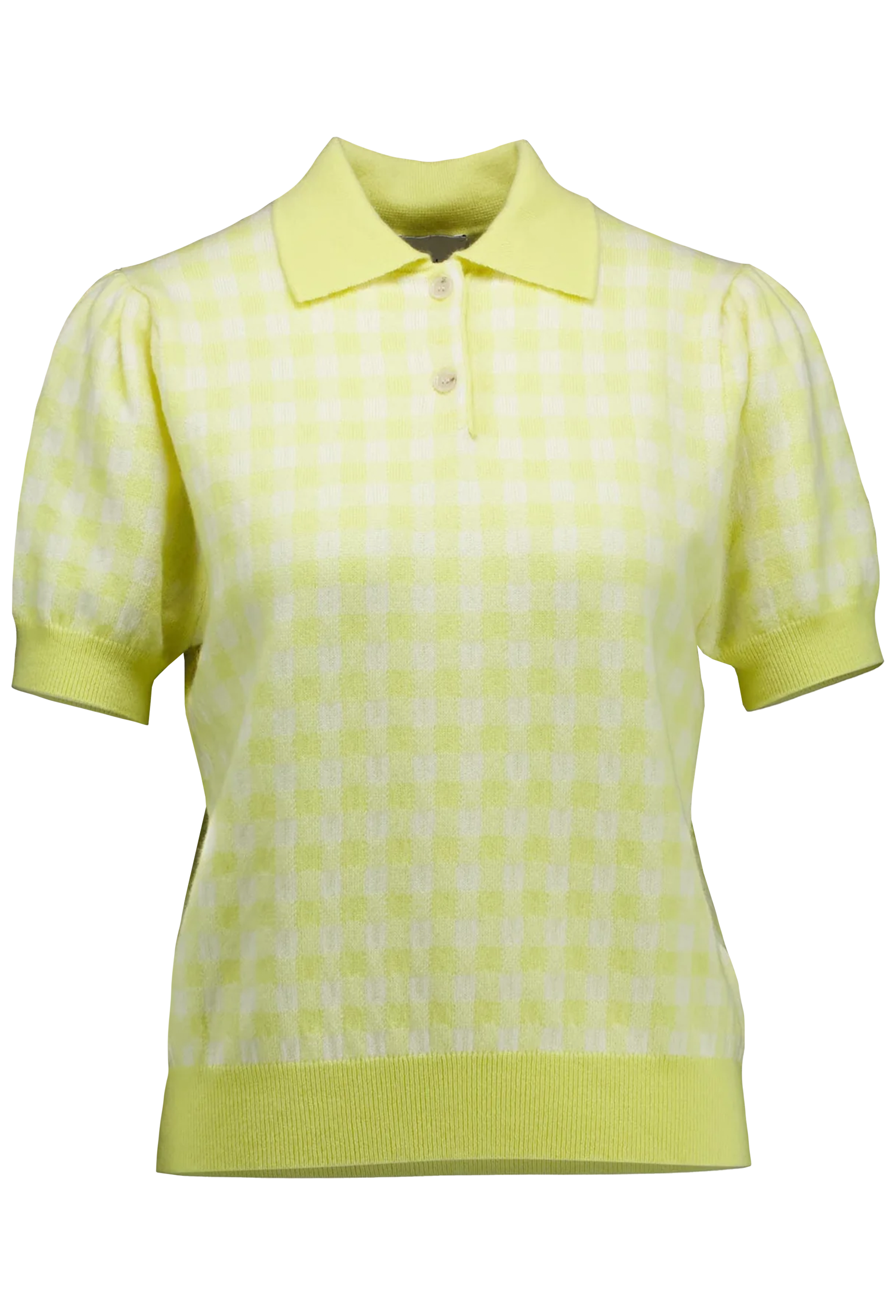 Yellow checkered polo shirt on a white background