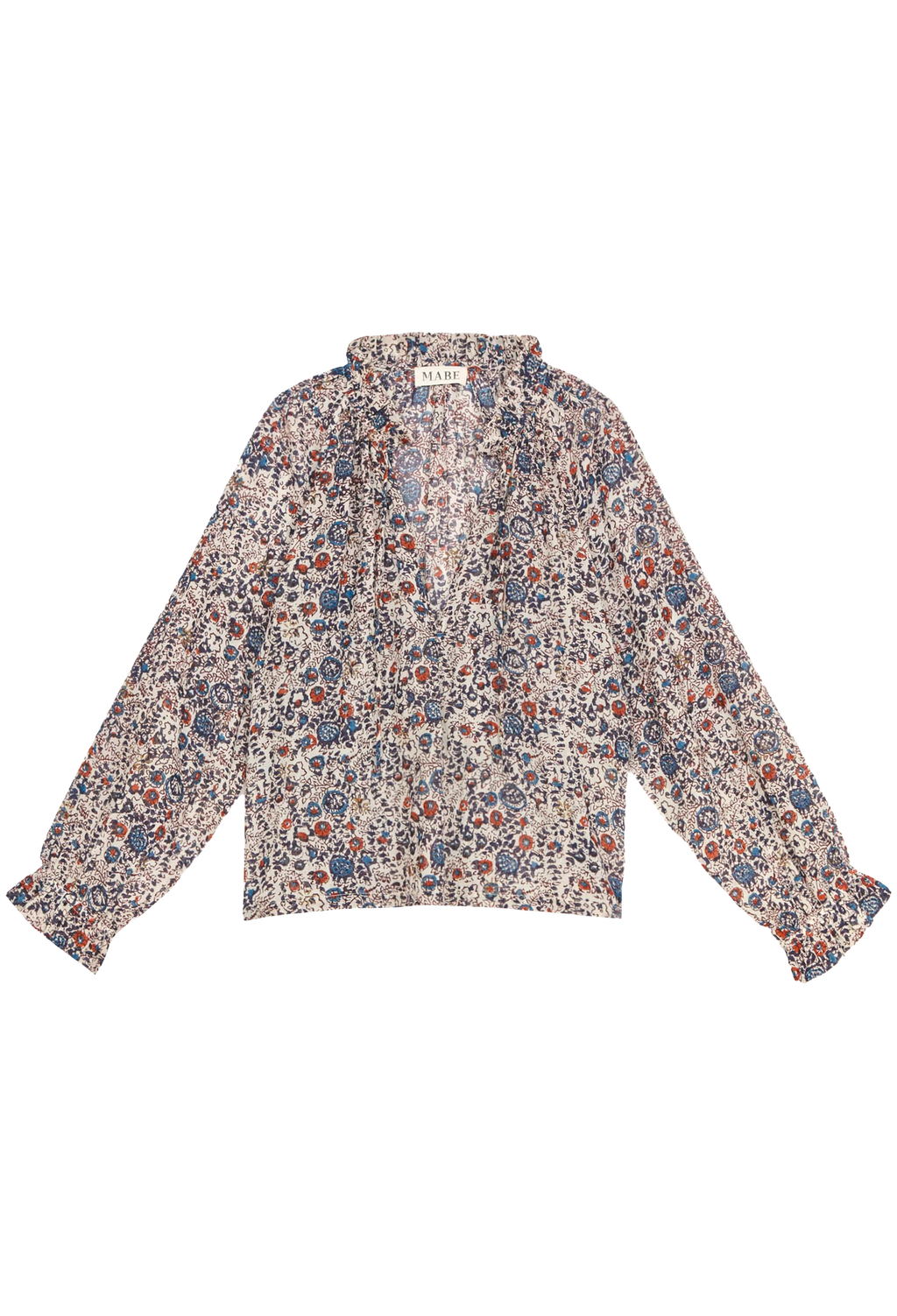 Floral patterned blouse on a white background
