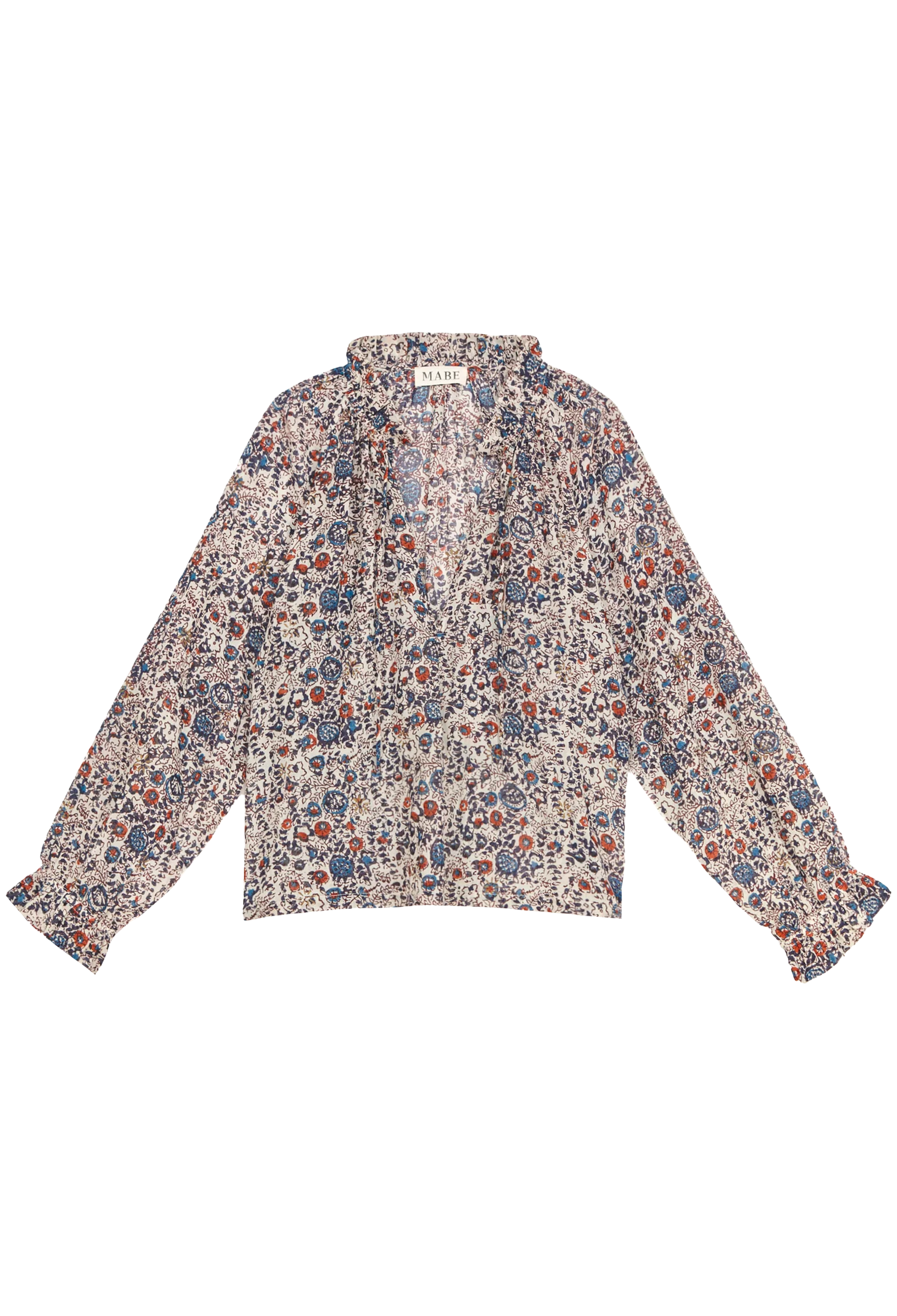 Floral patterned blouse on a white background