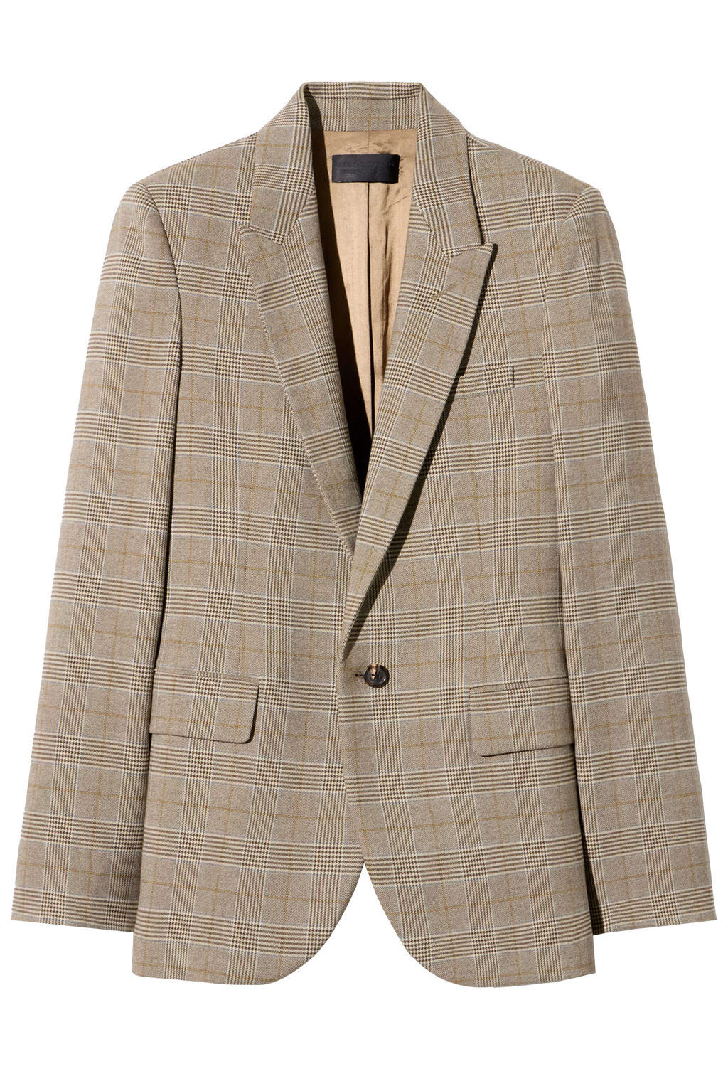 Beige checkered blazer on a white background