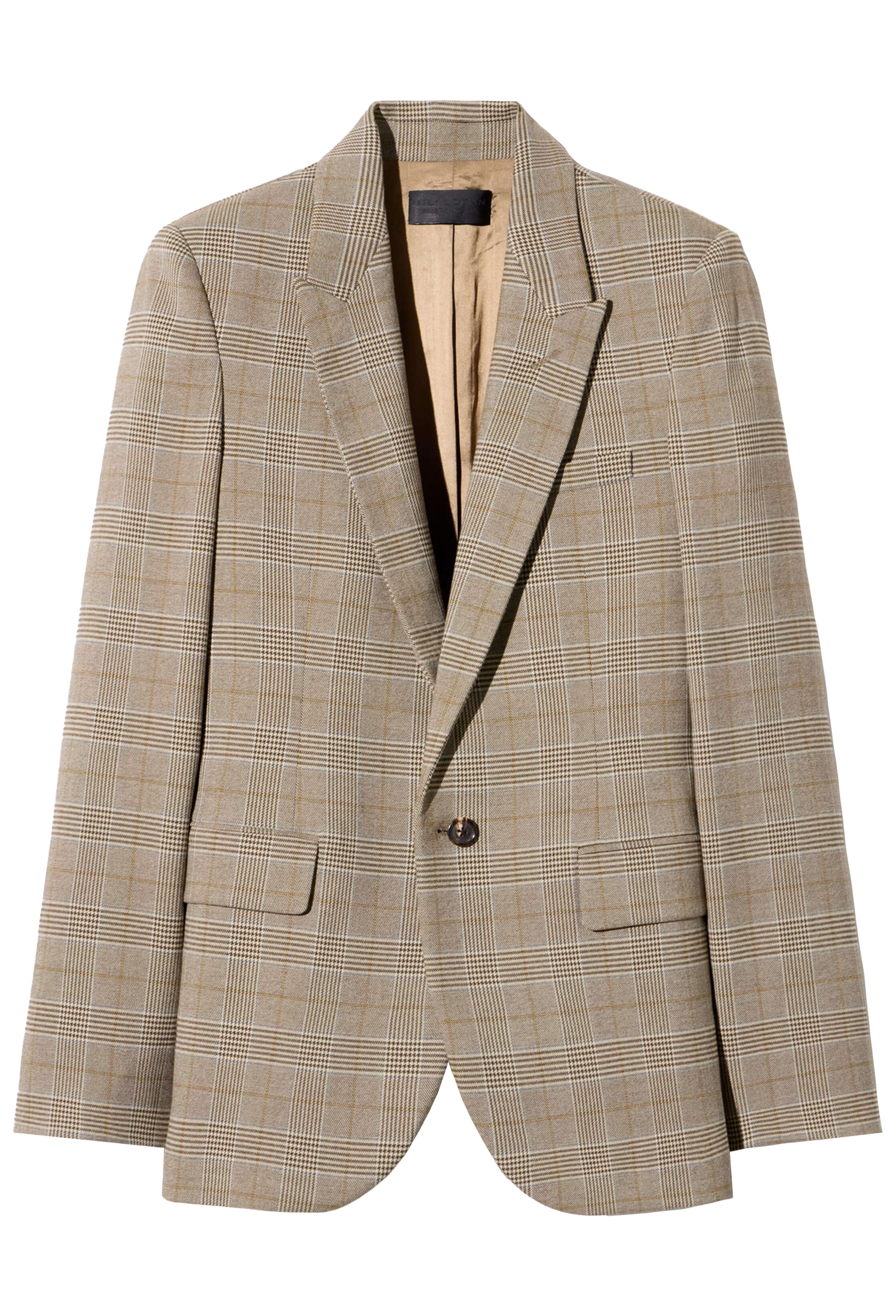 Beige checkered blazer on a white background
