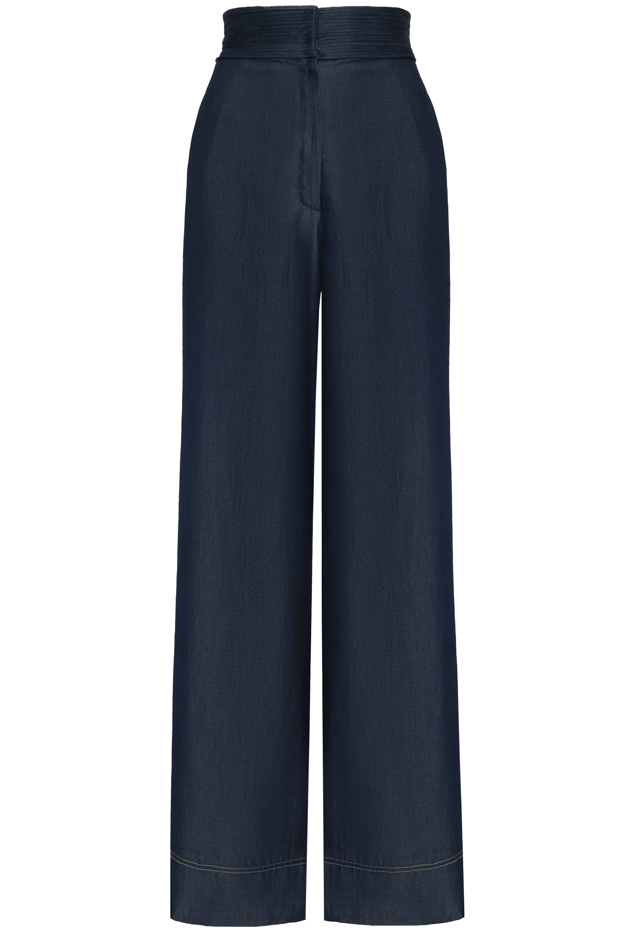 Navy blue wide-leg pants on a white background
