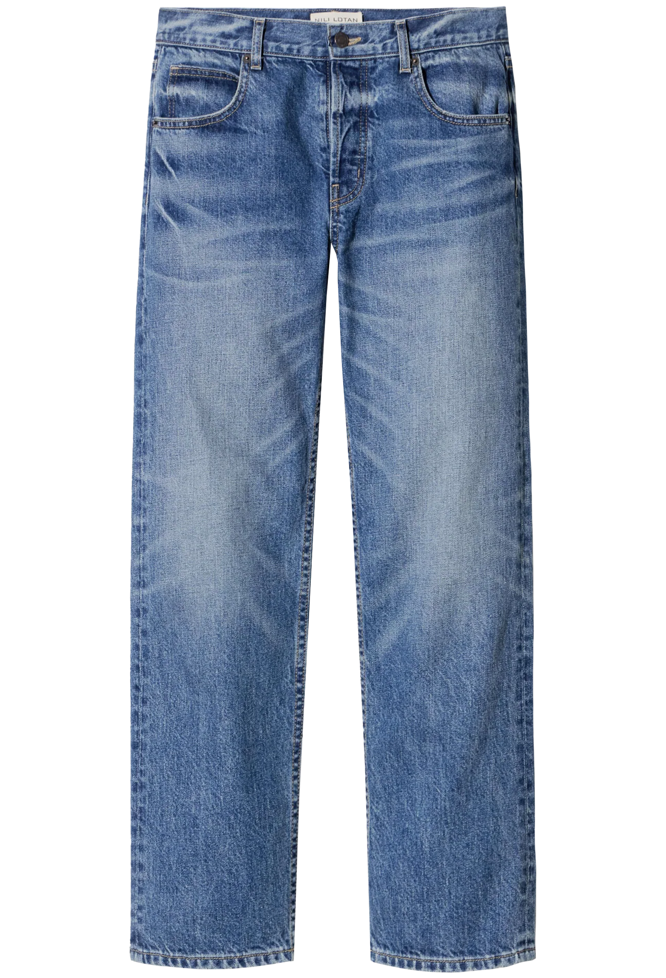 Pair of blue jeans on a white background