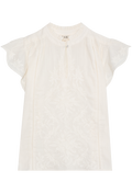 offwhite blouse with lace details on a white background