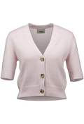 Pink cardigan with buttons on a white background