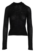 Black textured long-sleeve top on a white background