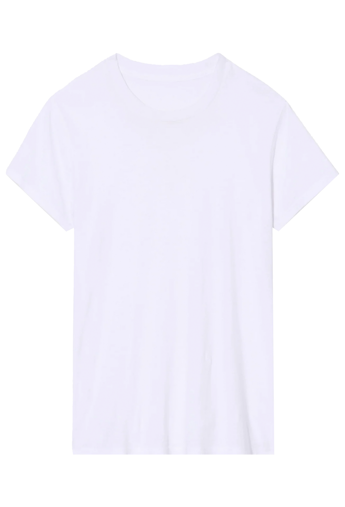 Plain white t-shirt on a light purple background
