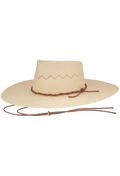 straw hat with braided band on a white background